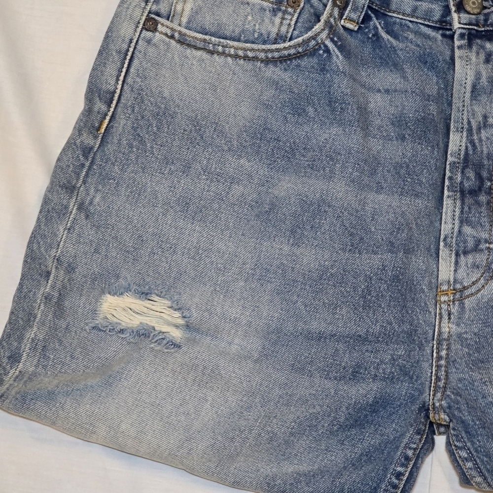BOYISH By Her Billy Straight Denim Distressed Taxi Driver Button Fly, sz 32 - Picture 4 of 11